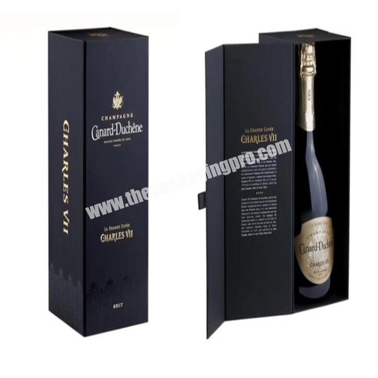 Luxury black single wine glass bottle gift packaging magnetic boxes