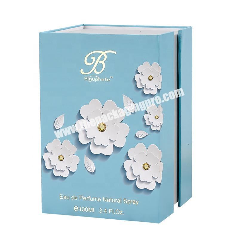 luxury blue box packaging perfume gift box with nice printing