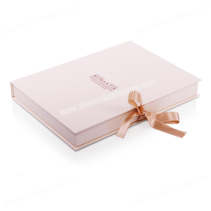Luxury Book shaped Clothing Packaging Ribbon Magnetic Closure Gift Box