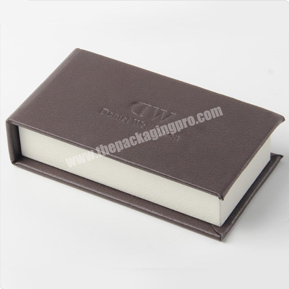 luxury book shaped leather jewelry gift box with embossing logo