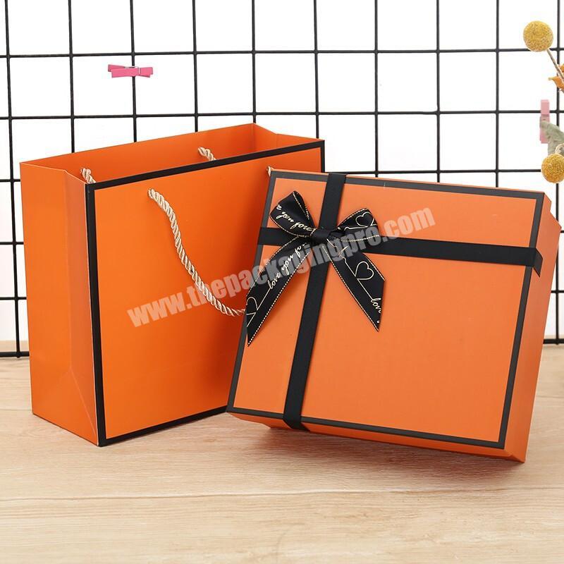 Luxury Brand Nameplate Hand Bag Paper Carton Custom Gift Shoe Box Packing With Tie Bow For Shopping