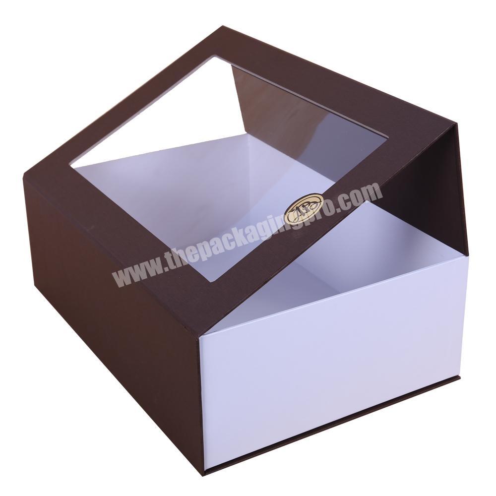 luxury brown black kraft paper tea gift box packaging with window