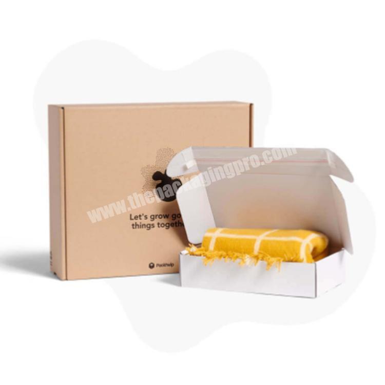 Luxury brown white square corrugated cardboard paper gift box kraft mailer box
