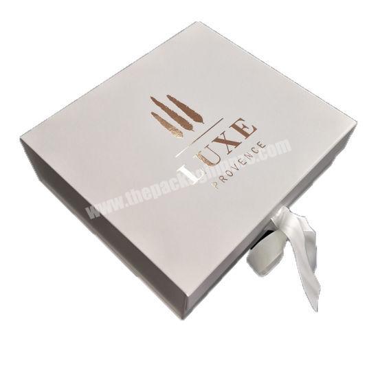 Luxury Cardboard Flat Folding Gift Packaging Paper Box With Ribbon Closure