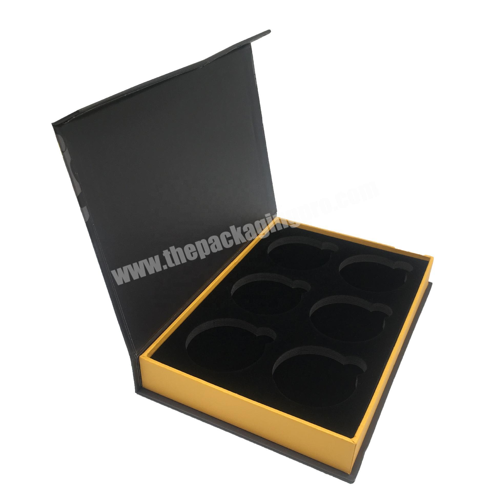 Luxury cardboard jewellery packaging foldable magnetic plain black gift boxes