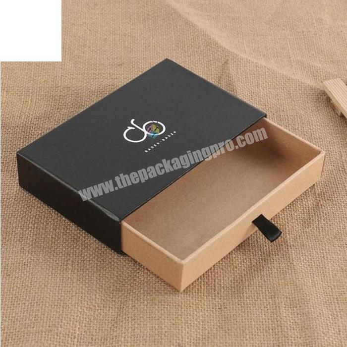 Luxury Cardboard Paper Matte Black Pull Out Drawer Paper Tie Box
