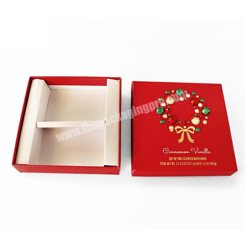 Luxury Christmas New Year Soap Bath Bar Festival Packaging Red Gem Gift Box