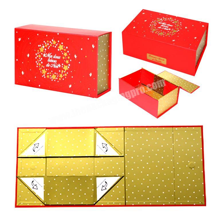 Luxury christmas red gift paper packaging folding box
