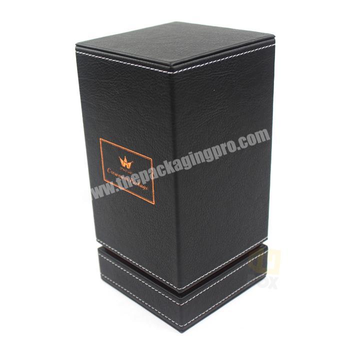 Luxury Classy Cardboard Surprise Custom Logo Black One Single Bottle Leather Perfume Gift Box Package  Factory