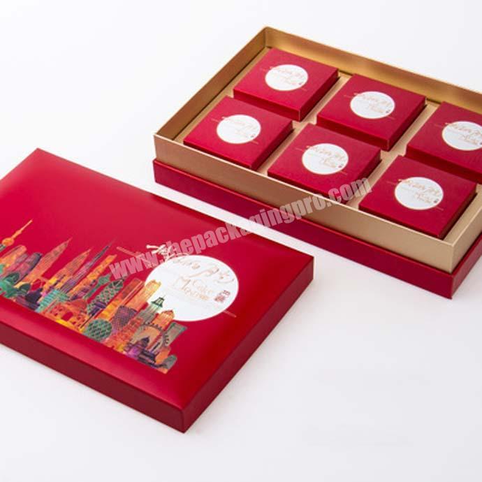 Luxury Custom 6 Cups Packing Mooncake Paper Gift Box with Lid