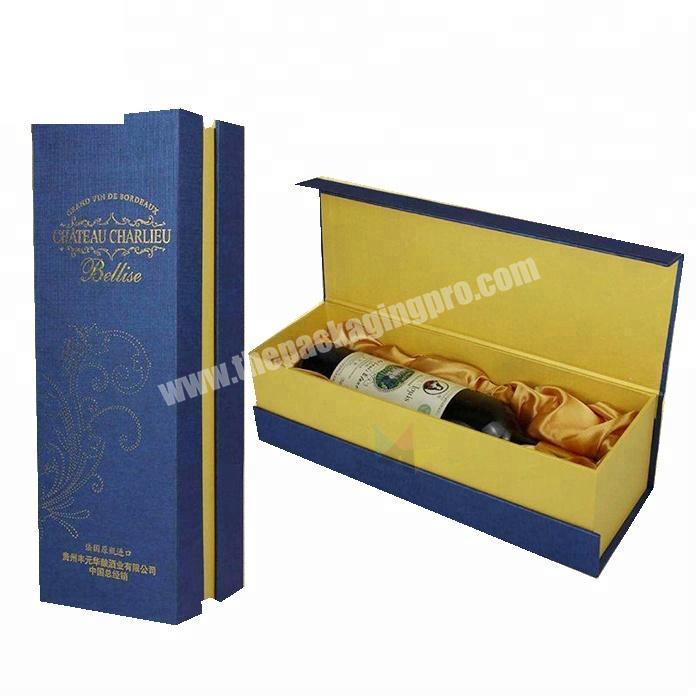 Luxury Custom Black Magnetic Paper Wine Set Packaging Box with Black EVA