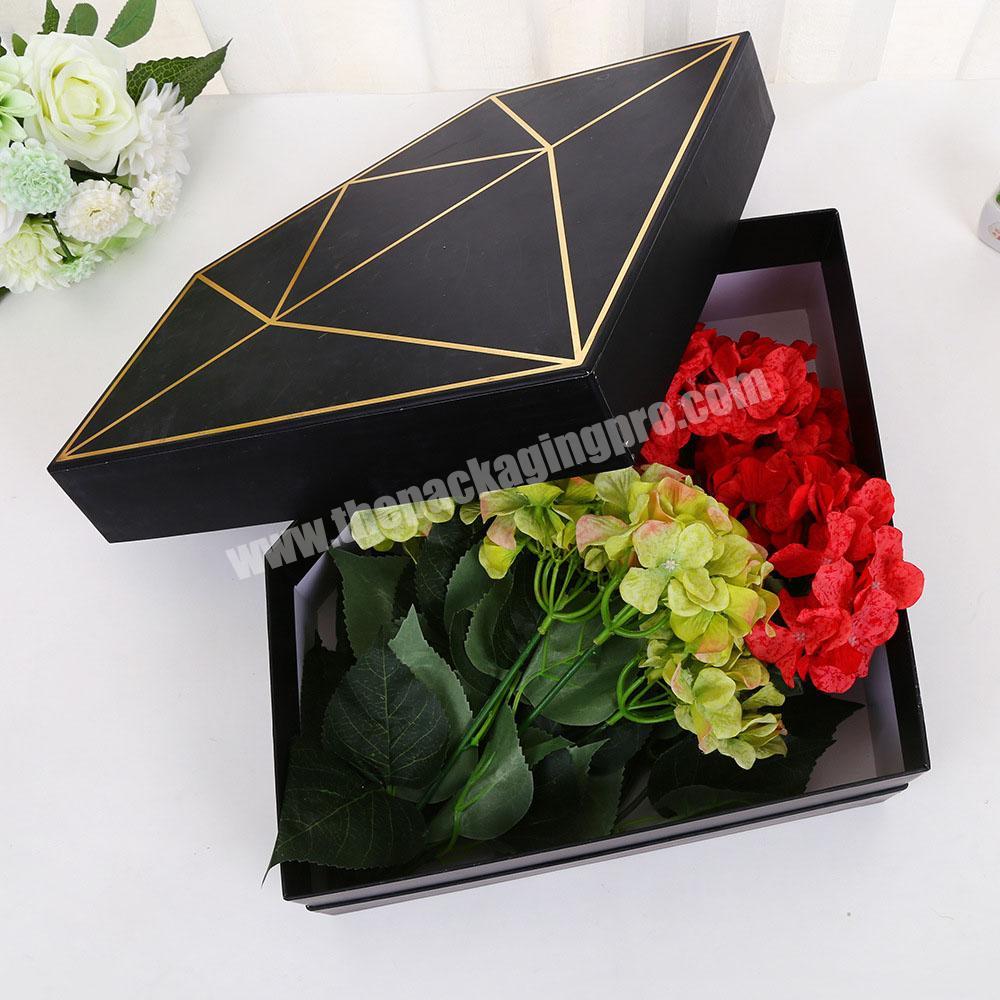 Luxury custom black white gift flower box packaging