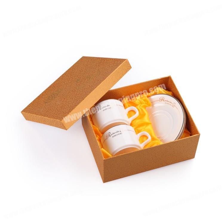 Luxury Custom Branded Cardboard Paper Lid and Base Rigid Satin lined Coffee Cup Gift Box Packaging