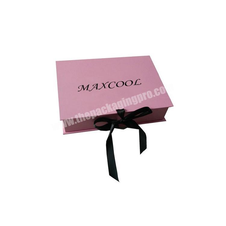 Luxury custom cardboard paper magnetic closure makeup set packaging boxes with ribbon