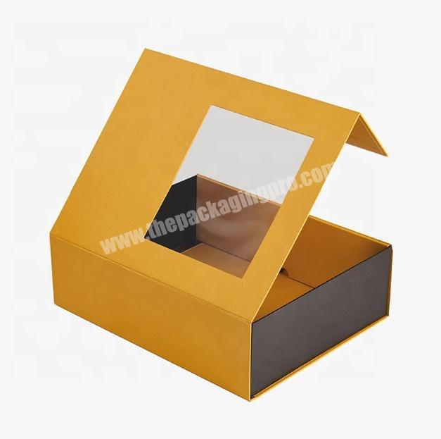Luxury Custom Cardboard Perfume Boxes Design Templates Packaging Black Magnetic Folding Gift Box with Window