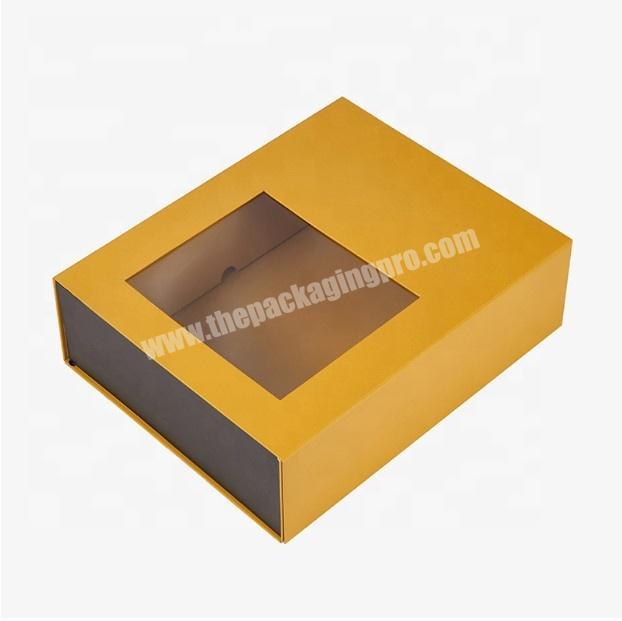 Luxury Custom Cardboard Perfume Boxes Design Templates Packaging Black Magnetic Folding Gift Box With Window