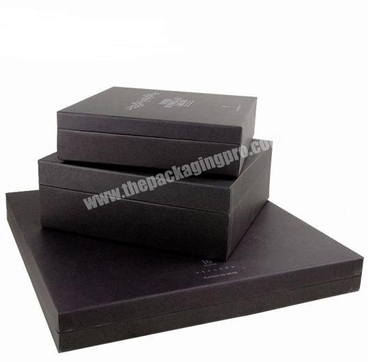 Black Hard Paper Luxury Logo Gold Stamping Double Open Gift