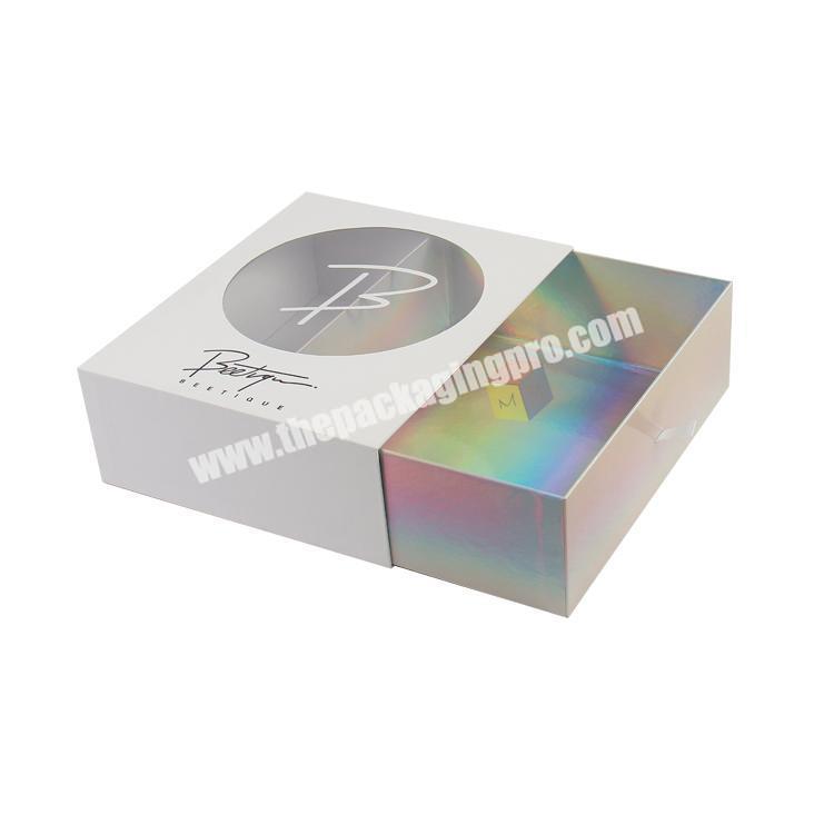 luxury custom holographic paper sliding box clothes package