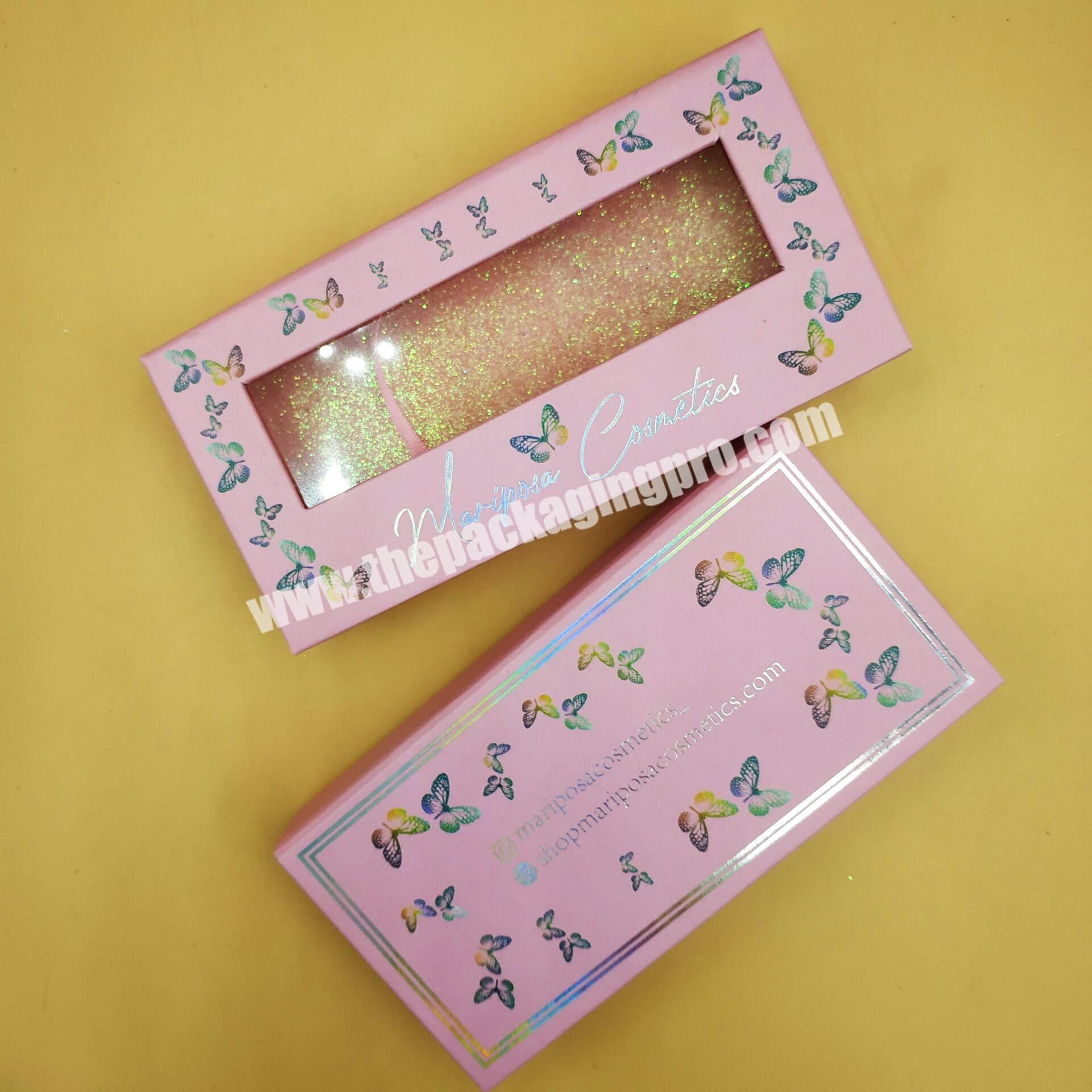 Luxury Custom hot foil stamping butterfly eyelash empty packaging boxes