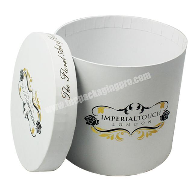 Luxury Custom Hot Stamping Logo White Cardboard Paper Round Flowers Gift Box