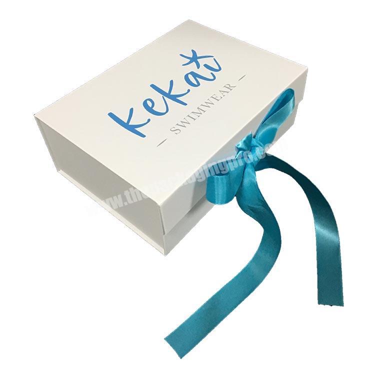 Luxury Custom Logo Clothing Swimwear Dress Pants Packaging Paper Gift Box with Ribbon Closure