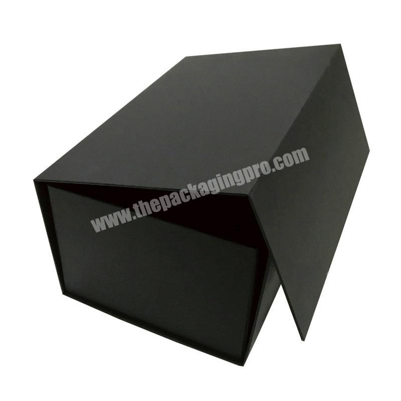 Luxury Custom Logo Printed Cardboard Packaging Magnetic Closure Black Flat Foldable Paper Gift Boxes for shoe box