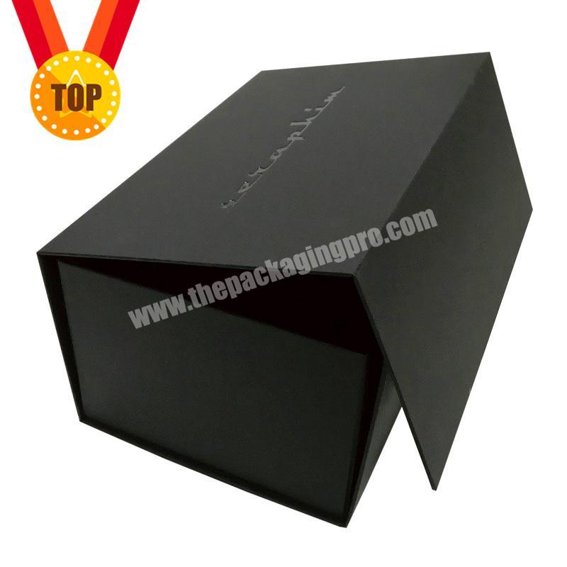 Luxury Custom Logo Printed Recycled Cardboard Packaging Magnetic Closure Black Flat Foldable Paper Gift Boxes