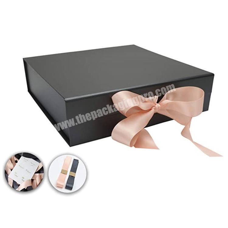 Luxury Custom Logo Printed Recycled Cardboard Packaging Magnetic Closure Black Flat Foldable Paper Gift Boxes