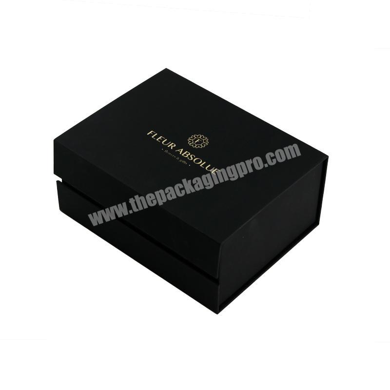 Luxury custom logo small matt black book shape packaging paper gift box with magnetic closure