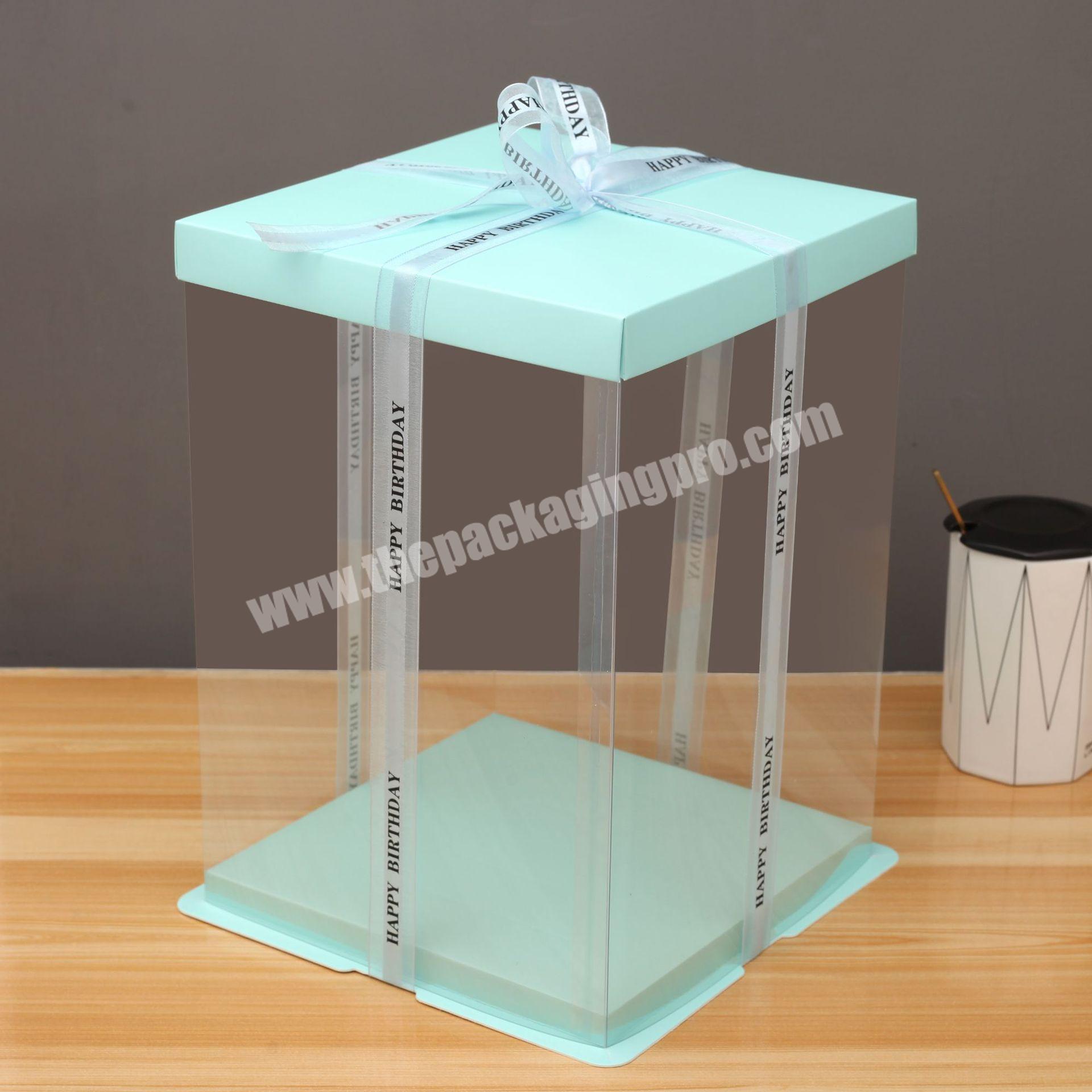 10Pcs Transparent Cake Box with Handle Cake Roll Packaging Box Cupcake  Swiss Pastry Clear Plastic Portable Packing Gift Box