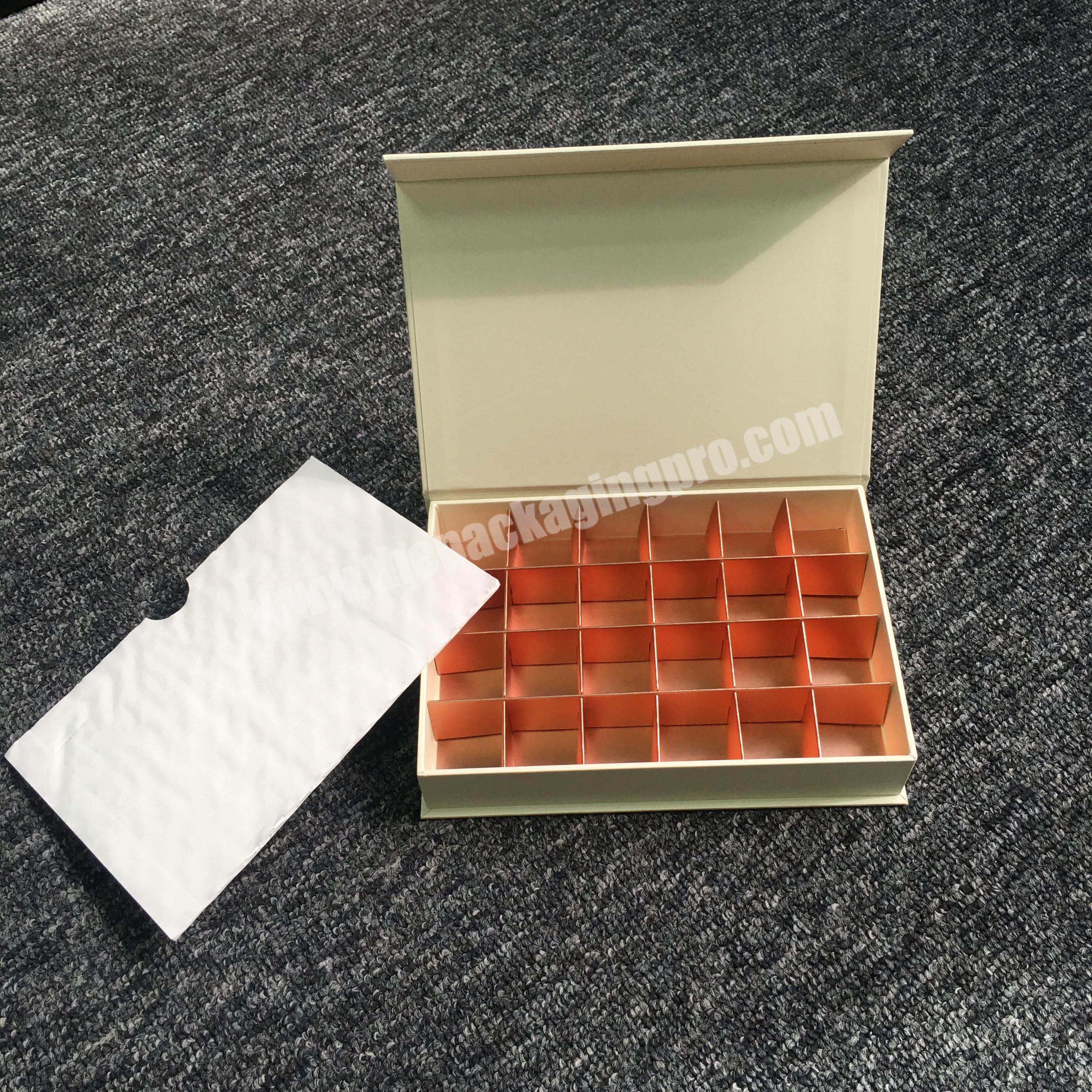 luxury custom made chocolate packaging box 24pcs cavities magnetic chocolate packaging box