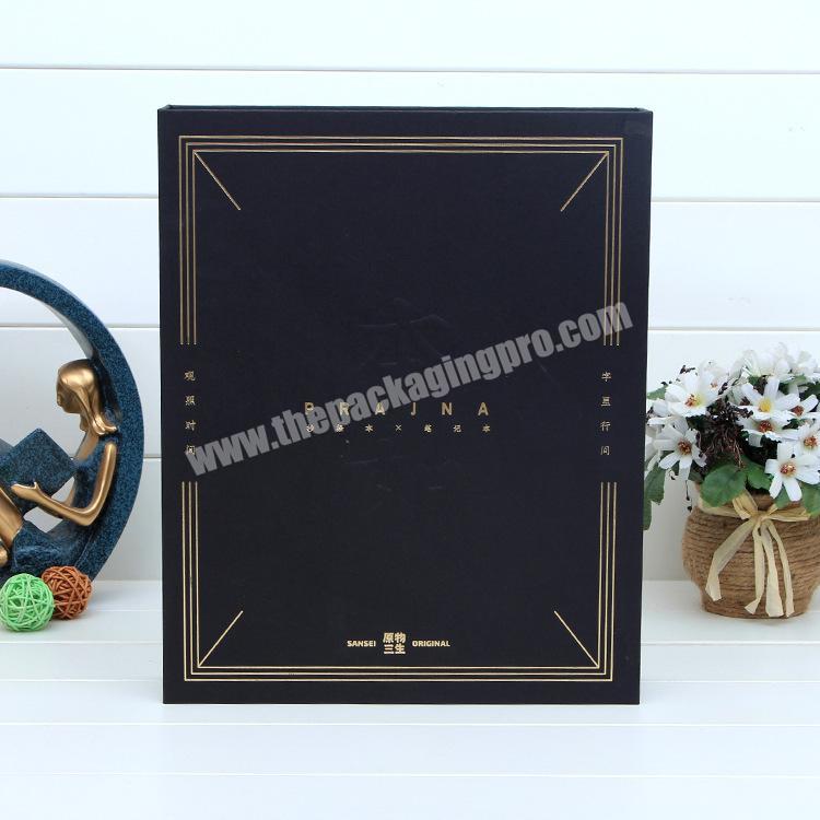 Luxury custom oem packaging rigid black cardboard magnetic gift box clamshell box in Guangzhou