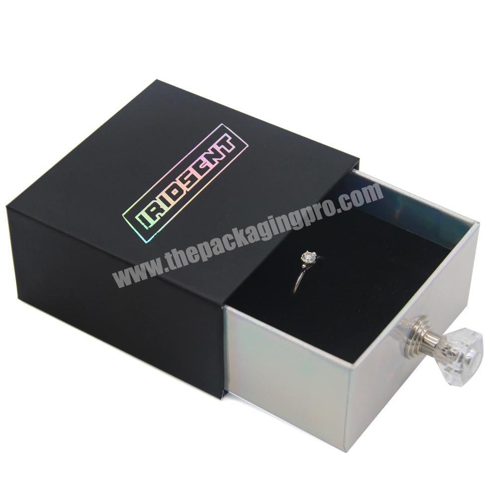 Luxury Custom Paper Elegant Jewelry Jewellery Packaging Holographic Drawer Diamond Ring Boxes