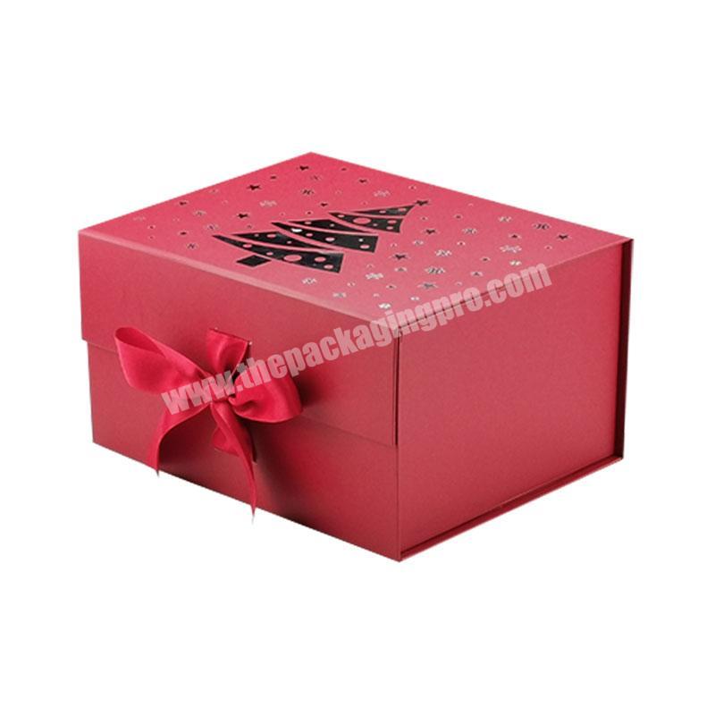 Luxury custom printed cardboard packing magnetic gift box with ribbon