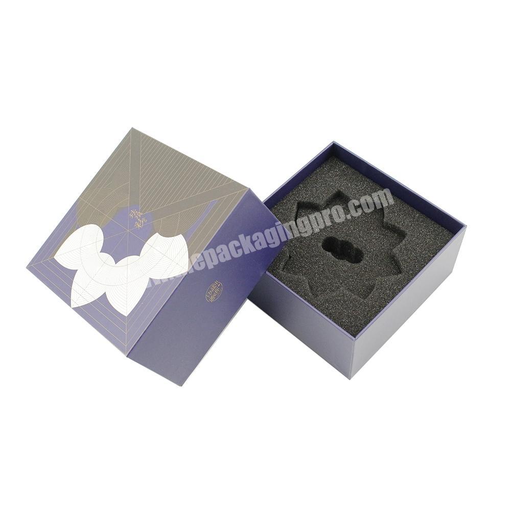 Luxury Custom Rigid Cardboard Gift Packaging Small Lid and Base Paper Matt Black Boxes With Stamping Logo