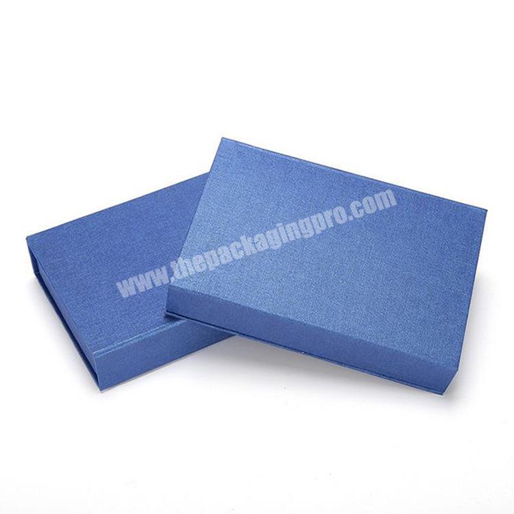 Luxury custom rigid cardboard paper light blue texture paper packaging gift boxes with tray for Card