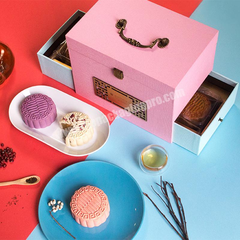 Luxury custom rigid paper Mid-Autumn festival moon cake mooncake gift box  packaging boxes