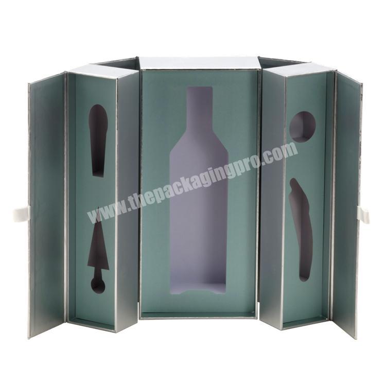 Luxury Custom Size Double Gates Paper Box With EVA Tray & Ribbon for WineBeverageChampagneGift