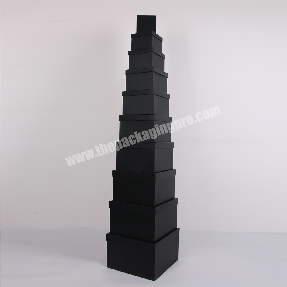 Luxury Custom Square Black White Cardboard Packaging Gift Box Set With Llids