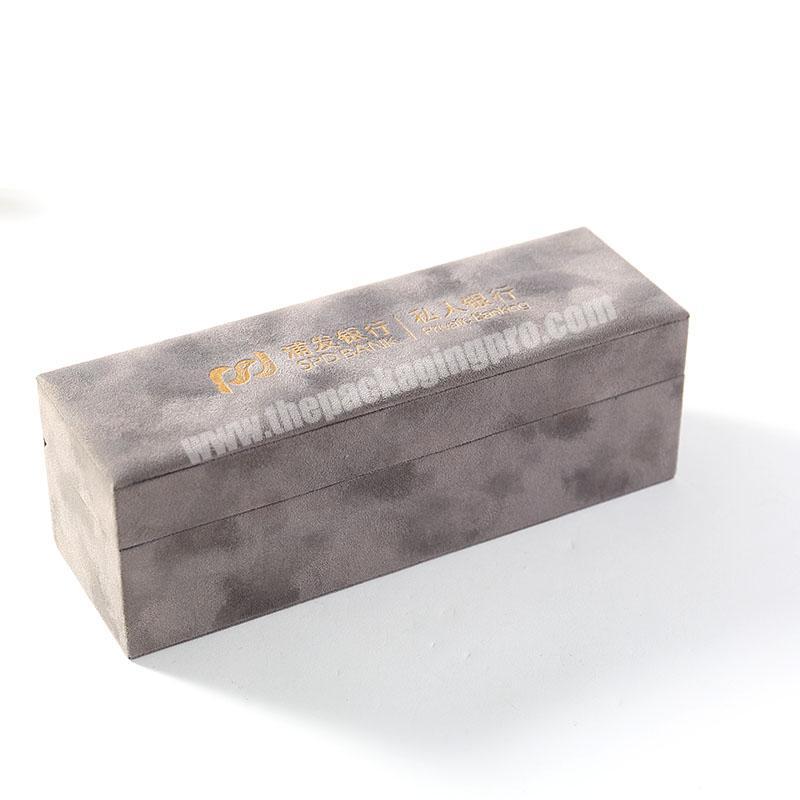 luxury  customized private packaging gray velvet gift packaging box for bussinessman