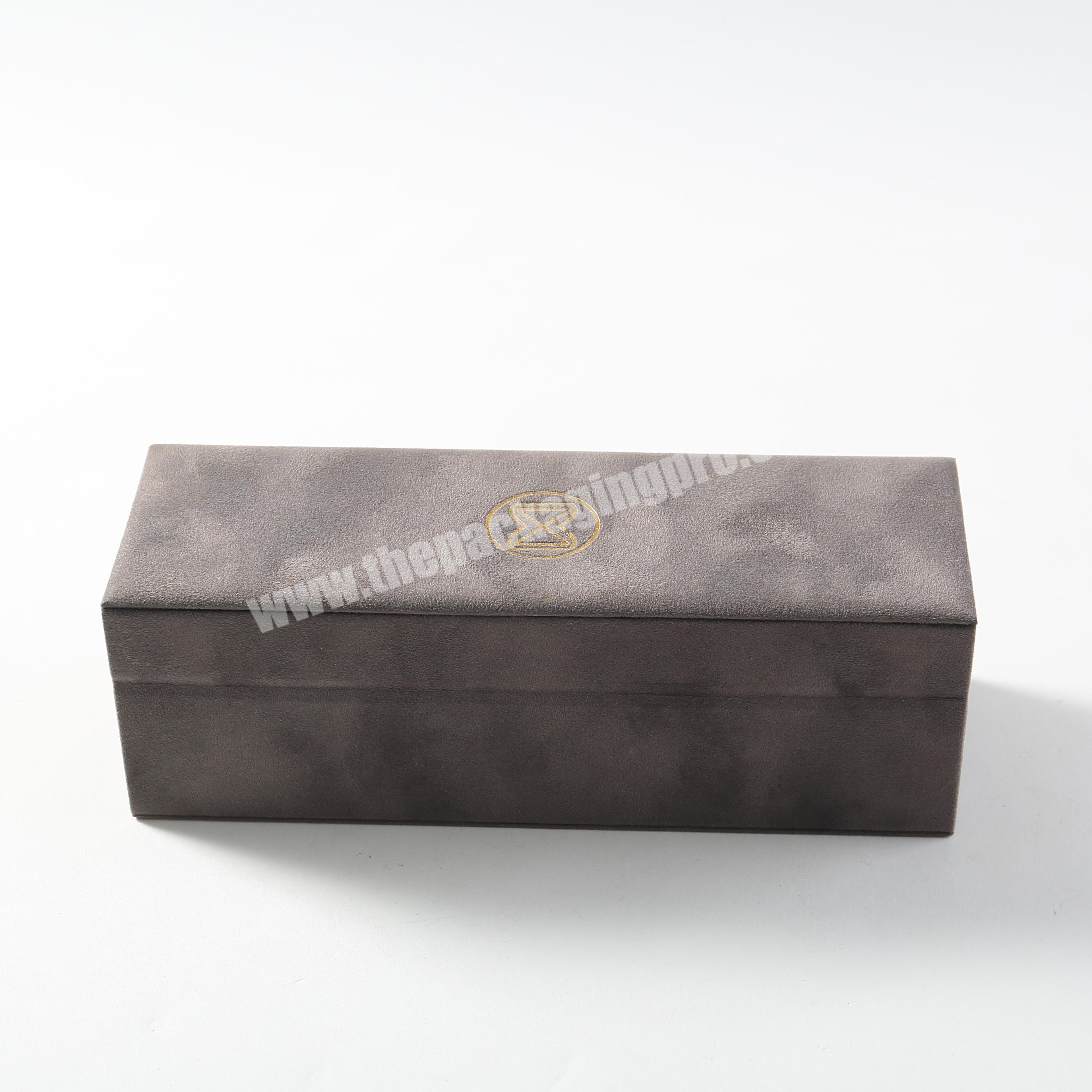 luxury  customized private tea box  packaging gray velvet gift packaging box for tea