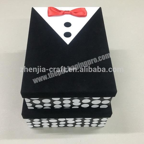 Luxury decorative rectangle velvet gift box with bow tie set 2