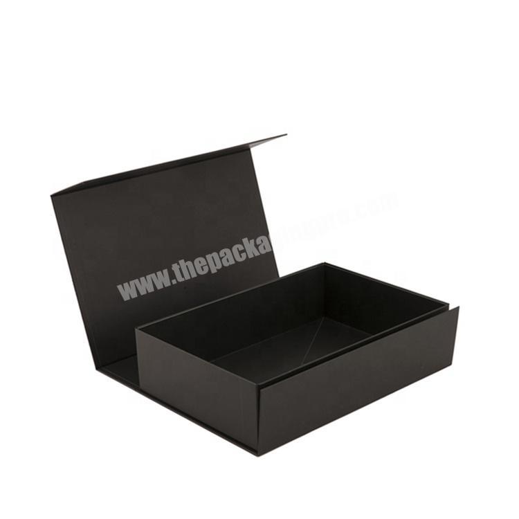 Luxury design black magnetic closure gift clothing storage box with collapsing style