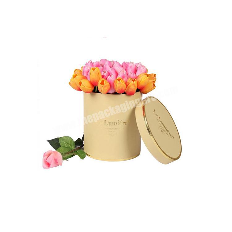 Luxury eco friendly cardboard round flower boxes with custom logo printed