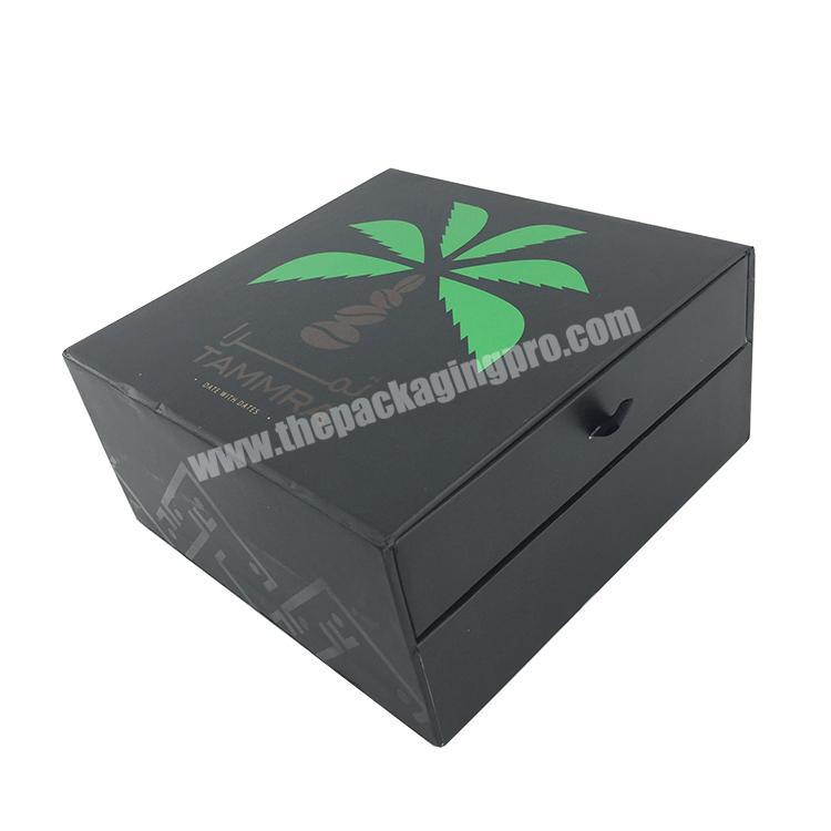 Luxury embossed logo custom square black matt paper cardboard packaging drawer gift box