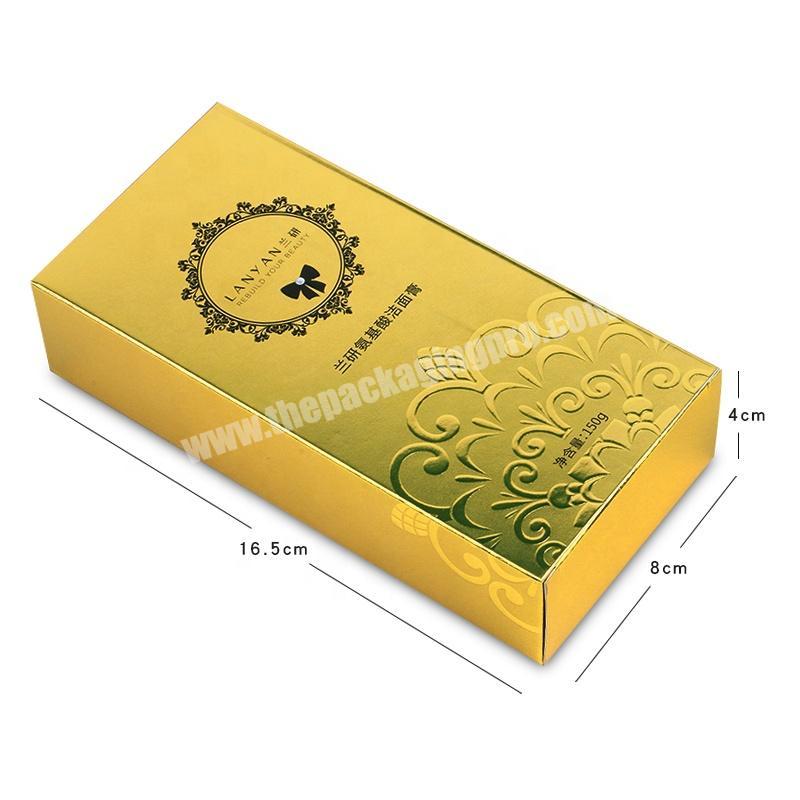 Luxury embossing gold thick paper skin care cosmetic packaging for cosmetics