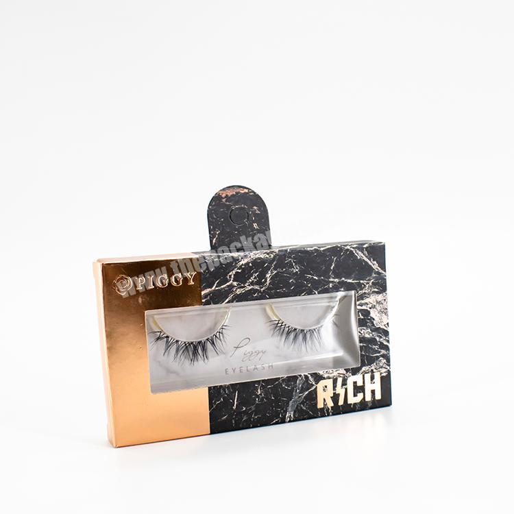 Luxury Eyelash Box Material and Custom Eyelash Mink Custom Packaging Glitter Gold Paper Eyelash Box