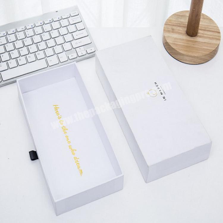 luxury fancy design printing custom logo kraft paper drawer box for tea white drawer slide gift box