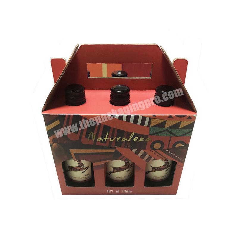 Luxury Fashion Corrugated Paper Pit Box Portable Custom Carton 4 Pack  Six Bottle Red Wine Beer White Wine Packaging Boxes