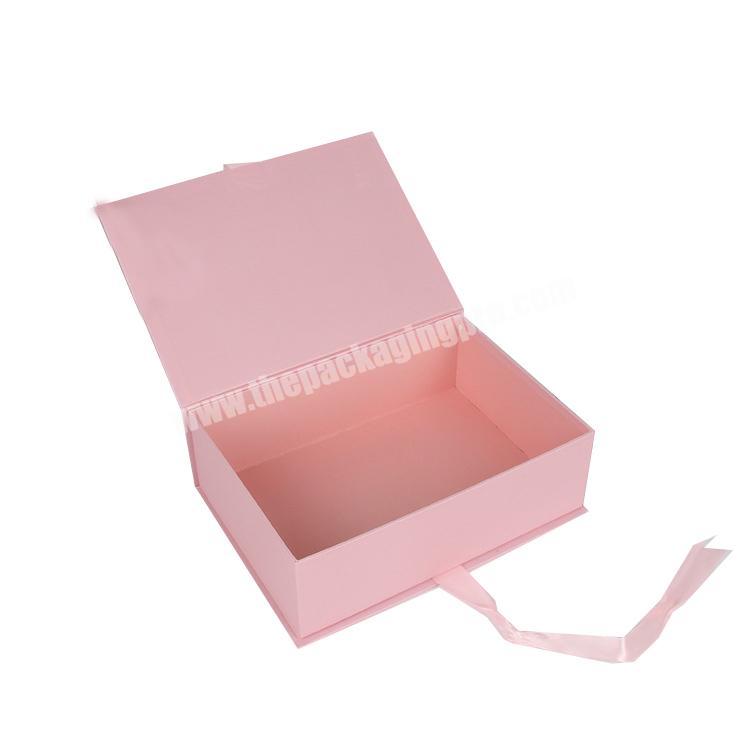 Luxury Flat Pack Folding Cardboard Paper Shoe Ribbon Closures Book Shaped Foldable Packaging Gift Boxes With Magnetic Lid